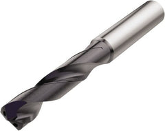 Screw Machine Length Drill Bit: 0.4646″ Dia, 140 °, Solid Carbide TiAlN Finish, Right Hand Cut, Spiral Flute, Straight-Cylindrical Shank, Series SD203A