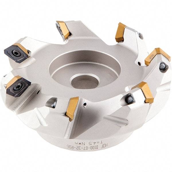Iscar - 5.37, 5.42, 5.51" Cut Diam, 1-1/2" Arbor Hole, 5.5mm Max Depth of Cut, 42° Indexable Chamfer & Angle Face Mill - 8 Inserts, OE.. 060405\xB6OEMW 060405-AETN\xB6REMT 1505-LM-76 Insert, Right Hand Cut, 8 Flutes, Through Coolant, Series Heliocto - Exact Industrial Supply