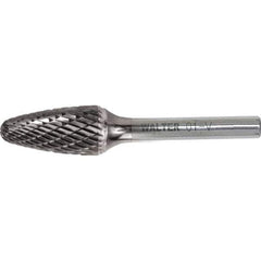 WALTER Surface Technologies - 3/8" Cut Diam, 1/4" Shank Diam, Tree Head Single Cut Burr - Tungsten Carbide, 3/4" LOC, 4-3/8" OAL - Exact Industrial Supply