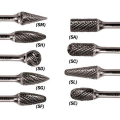 WALTER Surface Technologies - 3/8" Cut Diam, 1/4" Shank Diam, Cylinder Ball End Head Single Cut Burr - Tungsten Carbide, 3/4" LOC, 3-3/4" OAL - Exact Industrial Supply