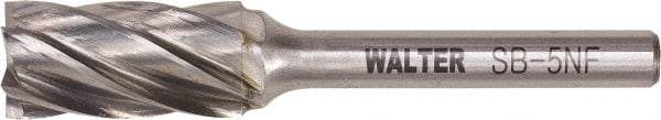 WALTER Surface Technologies - 1/2" Cut Diam, 1/4" Shank Diam, Cylinder Head Double Cut Burr - Tungsten Carbide, 1" LOC, 2.75" OAL - Exact Industrial Supply