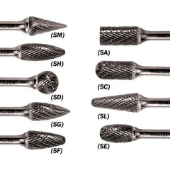WALTER Surface Technologies - 3/8" Cut Diam, 1/4" Shank Diam, Cylinder Head Single Cut Burr - Tungsten Carbide, 3/4" LOC, 3-3/4" OAL - Exact Industrial Supply