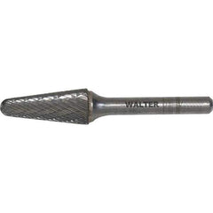 WALTER Surface Technologies - 1-1/2" Cut Diam, 1/4" Shank Diam, Cone Head Single Cut Burr - Tungsten Carbide, 1-1/8" LOC, 5-5/8" OAL - Exact Industrial Supply