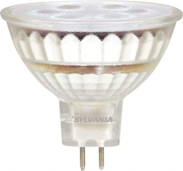 SYLVANIA - 5 Watt LED Flood/Spot 2 Pin Lamp - 3,000°K Color Temp, 350 Lumens, Dimmable, Shatter Resistant, MR16, 25,000 hr Avg Life - Exact Industrial Supply