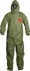 Dupont - Size L Hazmat Chemical Resistant General Purpose Coveralls - Green, Zipper Closure, Elastic Cuffs, Elastic Ankles, Taped Seams - Exact Industrial Supply