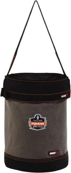 Ergodyne - 1 Pocket Gray & Black Canvas Tool Bucket - 12-1/2" Wide x 12-1/2" Deep x 17" High - Exact Industrial Supply