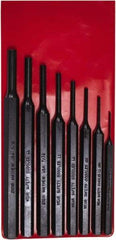 Mayhew - 8 Piece, 1/16 to 5/16", Pro Pin Punch Kit - Round Shank, Steel, Comes in Pouch - Exact Industrial Supply