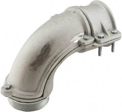 Hubbell-Raco - 4" Trade, Malleable Iron Squeeze Clamp Angled FMC Conduit Connector - Exact Industrial Supply