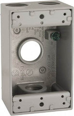 Hubbell-Raco - 1 Gang, (4) 3/4" Knockouts, Aluminum Rectangle Device Box - 4-1/2" Overall Height x 2" Overall Depth, Weather Resistant - Exact Industrial Supply