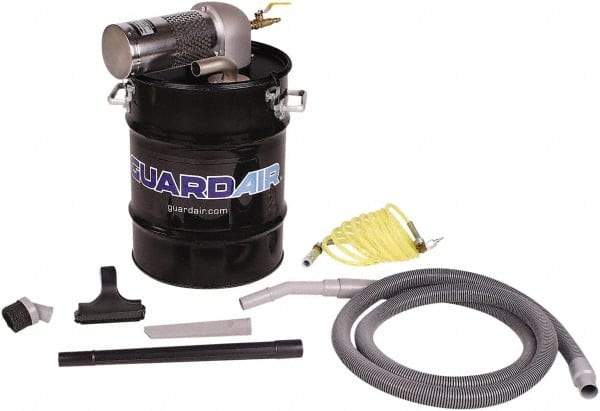 Guardair - 10 Gal Steel Tank, Air Powered Wet/Dry Vacuum - 5 Peak hp, 10' Hose Fitting, Cordless, Cartridge Filter - Exact Industrial Supply