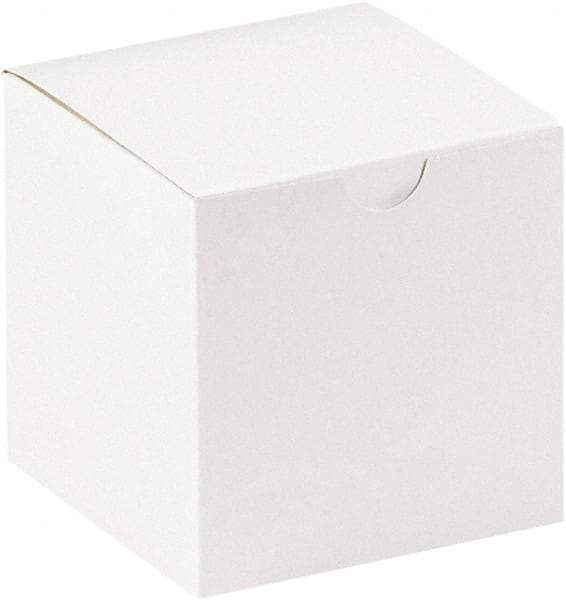 Made in USA - 4" Wide x 4" Long x 4" High Square Chipboard Box - 1 Wall, White - Exact Industrial Supply