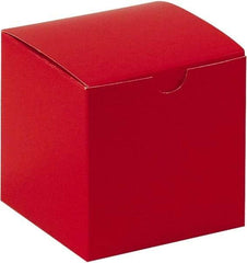Made in USA - 4" Wide x 4" Long x 4" High Rectangle Chipboard Box - 1 Wall, Red - Exact Industrial Supply