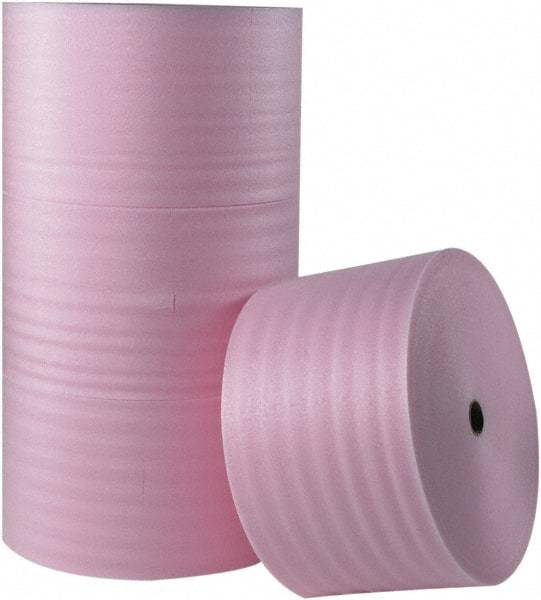 Made in USA - 250' Long x 6" Wide x 1/4" Thick, Polyethylene Foam - Pink - Exact Industrial Supply