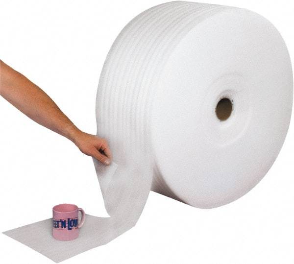 Made in USA - 1,250' Long x 72" Wide x 1/16" Thick, Foam Roll - White - Exact Industrial Supply