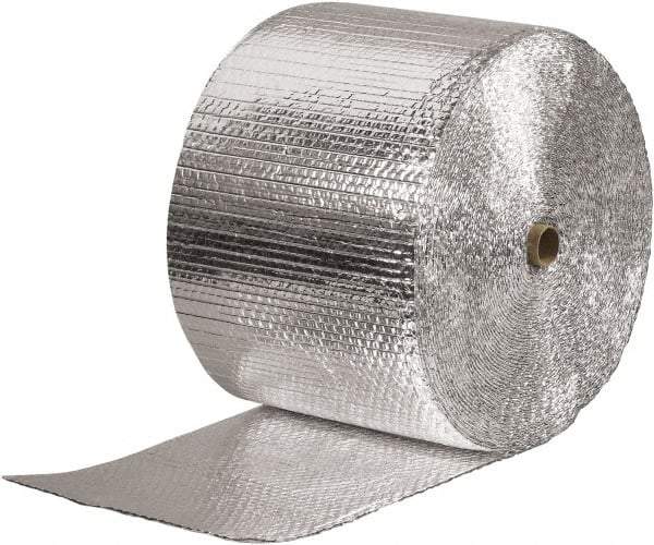 Made in USA - 125' Long x 12" Wide x 3/16" Thick, Bubble Roll - Silver - Exact Industrial Supply