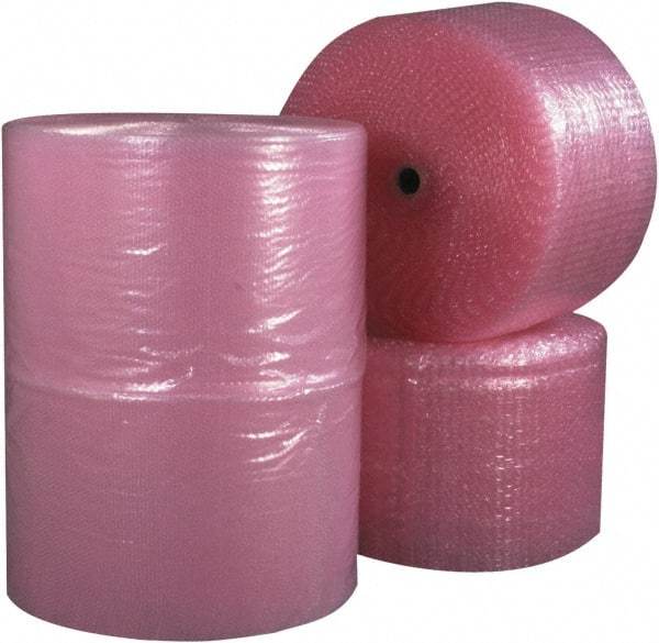 Made in USA - 9,000" Long x 24" Wide, Antistatic Bubble Roll - Pink, Standard Grade - Exact Industrial Supply