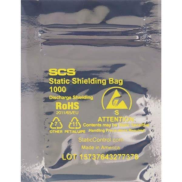 Made in USA - 14" Long x 10" Wide, 3.1 mil Thick, Self Seal Static Shield Bag - Transparent, Metal-In, Standard Grade - Exact Industrial Supply