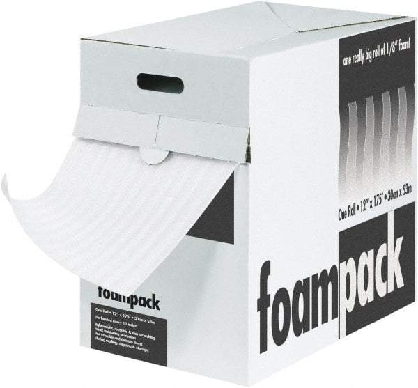 Made in USA - 175' Long x 24" Wide x 1/8" Thick, Polyethylene Foam - White - Exact Industrial Supply