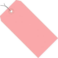 Made in USA - 4-3/4" High x 2-3/8" Long, Safety & Facility Blank Tag - Pink Cardstock - Exact Industrial Supply