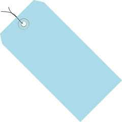 Made in USA - 5-1/4" High x 2-5/8" Long, Safety & Facility Blank Tag - Light Blue Cardstock - Exact Industrial Supply