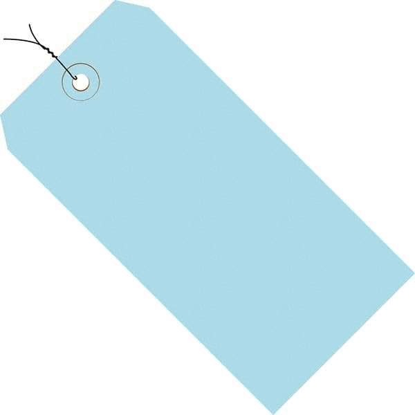 Made in USA - 4-1/4" High x 2-1/8" Long, Safety & Facility Blank Tag - Light Blue Cardstock - Exact Industrial Supply