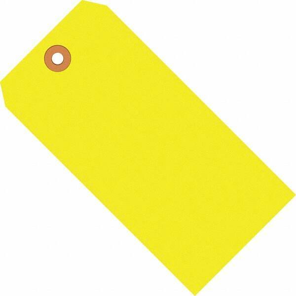 Made in USA - 6-1/4" High x 3-1/8" Long, Safety & Facility Blank Tag - Fluorescent Yellow Cardstock - Exact Industrial Supply