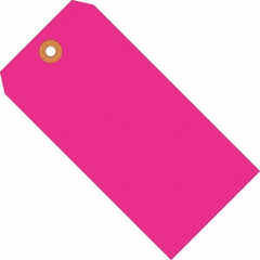 Made in USA - 6-1/4" High x 3-1/8" Long, Safety & Facility Blank Tag - Fluorescent Pink Cardstock - Exact Industrial Supply