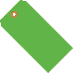 Made in USA - 6-1/4" High x 3-1/8" Long, Safety & Facility Blank Tag - Fluorescent Green Cardstock - Exact Industrial Supply