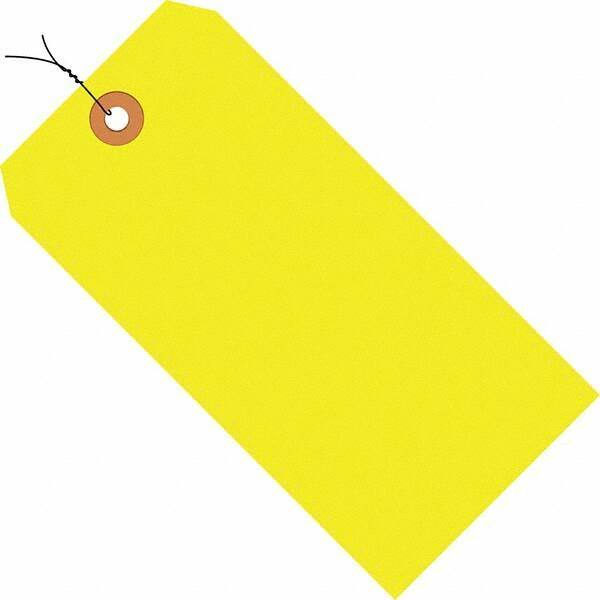 Made in USA - 6-1/4" High x 3-1/8" Long, Safety & Facility Blank Tag - Fluorescent Yellow Cardstock - Exact Industrial Supply