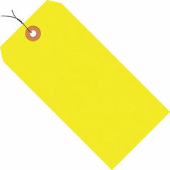 Made in USA - 5-3/4" High x 2-7/8" Long, Safety & Facility Blank Tag - Fluorescent Yellow Cardstock - Exact Industrial Supply