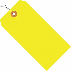 Made in USA - 4-3/4" High x 2-3/8" Long, Safety & Facility Blank Tag - Fluorescent Yellow Cardstock - Exact Industrial Supply