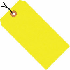 Made in USA - 5-3/4" High x 2-7/8" Long, Safety & Facility Blank Tag - Fluorescent Yellow Cardstock - Exact Industrial Supply