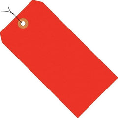 Made in USA - 6-1/4" High x 3-1/8" Long, Safety & Facility Blank Tag - Fluorescent Red Cardstock - Exact Industrial Supply