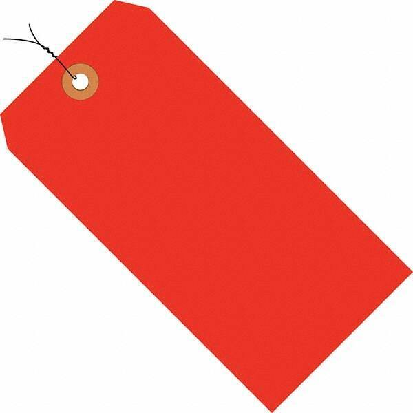 Made in USA - 5-1/4" High x 2-5/8" Long, Safety & Facility Blank Tag - Fluorescent Red Cardstock - Exact Industrial Supply