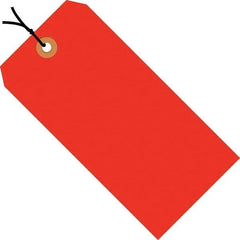 Made in USA - 5-3/4" High x 2-7/8" Long, Safety & Facility Blank Tag - Fluorescent Red Cardstock - Exact Industrial Supply