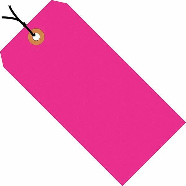 Made in USA - 6-1/4" High x 3-1/8" Long, Safety & Facility Blank Tag - Fluorescent Pink Cardstock - Exact Industrial Supply