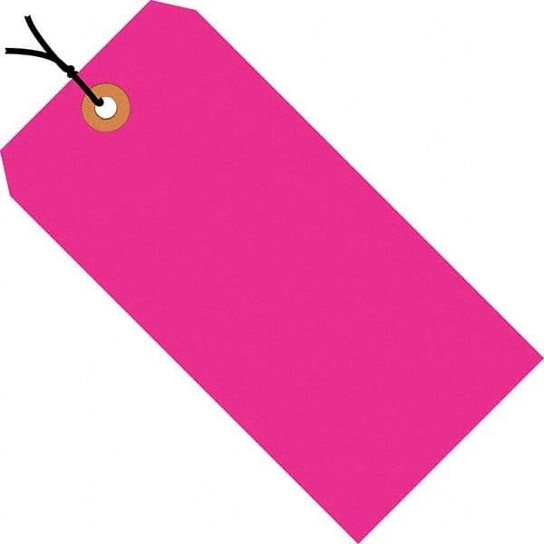 Made in USA - 4-3/4" High x 2-3/8" Long, Safety & Facility Blank Tag - Fluorescent Pink Cardstock - Exact Industrial Supply