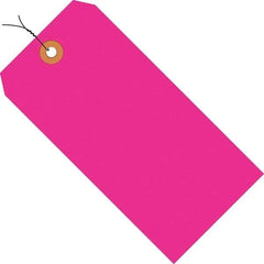 Made in USA - 6-1/4" High x 3-1/8" Long, Safety & Facility Blank Tag - Fluorescent Pink Cardstock - Exact Industrial Supply