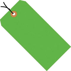 Made in USA - 5-3/4" High x 2-7/8" Long, Safety & Facility Blank Tag - Fluorescent Green Cardstock - Exact Industrial Supply