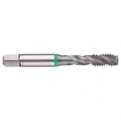 7/16-14 2B 3-Flute Cobalt Green Ring Semi-Bottoming 40 degree Spiral Flute Tap-TiCN - Exact Industrial Supply