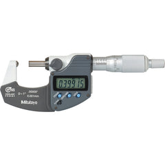 0-1″ / 0-25.4 mm Measuring Range-0.00005″ / 0.001 mm Resolution - Ratchet Thimble - Carbide Face - Ball Anvil Tube Micrometer - Exact Industrial Supply