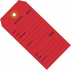 Made in USA - 6-1/4" High x 3-1/8" Long, Repair, English Safety & Facility Inspection Tag - Red Cardstock - Exact Industrial Supply