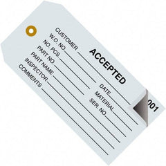 Made in USA - 4-3/4" High x 2-3/8" Long, ACCEPTED, English Safety & Facility Inspection Tag - Blue Cardstock - Exact Industrial Supply