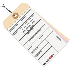 Made in USA - 6-1/4" High x 3-1/8" Long, Inventory, English Safety & Facility Numbered Tag - White & Manila Cardstock - Exact Industrial Supply