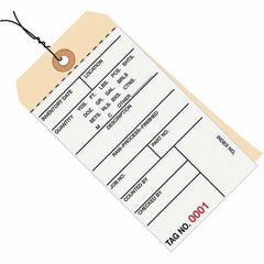 Made in USA - 6-1/4" High x 3-1/8" Long, Inventory, English Safety & Facility Numbered Tag - White & Manila Cardstock - Exact Industrial Supply