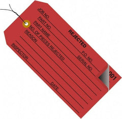 Made in USA - 4-3/4" High x 2-3/8" Long, Inventory, English Safety & Facility Numbered Tag - Red Cardstock - Exact Industrial Supply