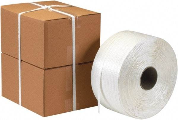 Made in USA - 3,900' Long x 1/2" Wide, Coil Case Polyester Hand Strapping - 650 Lb Capacity - Exact Industrial Supply