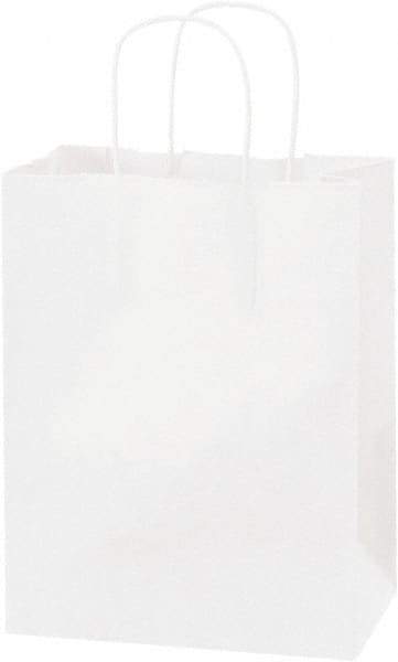 Made in USA - Kraft Grocery Bag - 8 x 4-1/2 x 10-1/4, White - Exact Industrial Supply