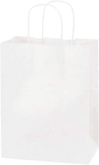 Made in USA - Kraft Grocery Bag - 8 x 4-1/2 x 10-1/4, White - Exact Industrial Supply