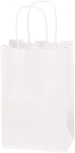 Made in USA - Kraft Grocery Bag - 5-1/4 x 3-1/4 x 8-3/8, White - Exact Industrial Supply